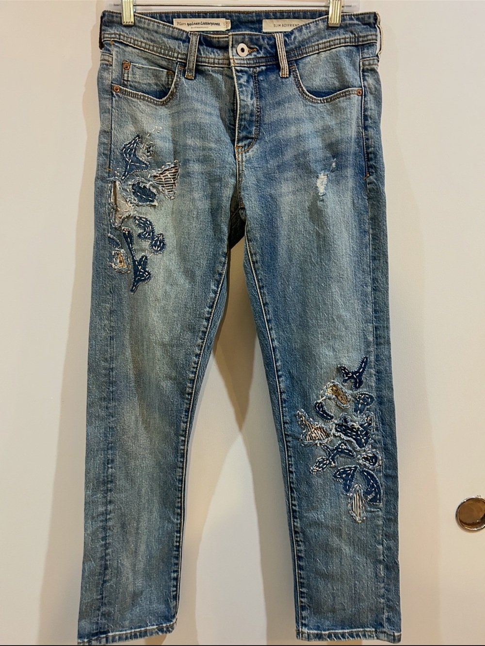 Pilcro Light Blue Embroidered Boyfriend Jeans